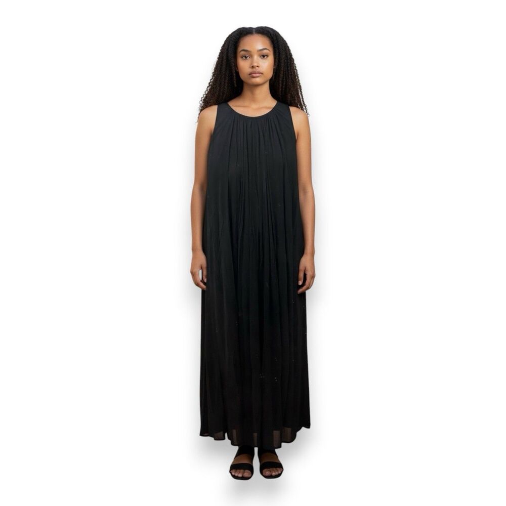 COS Gathered Halter Neck Black Maxi Dress Black Size Small